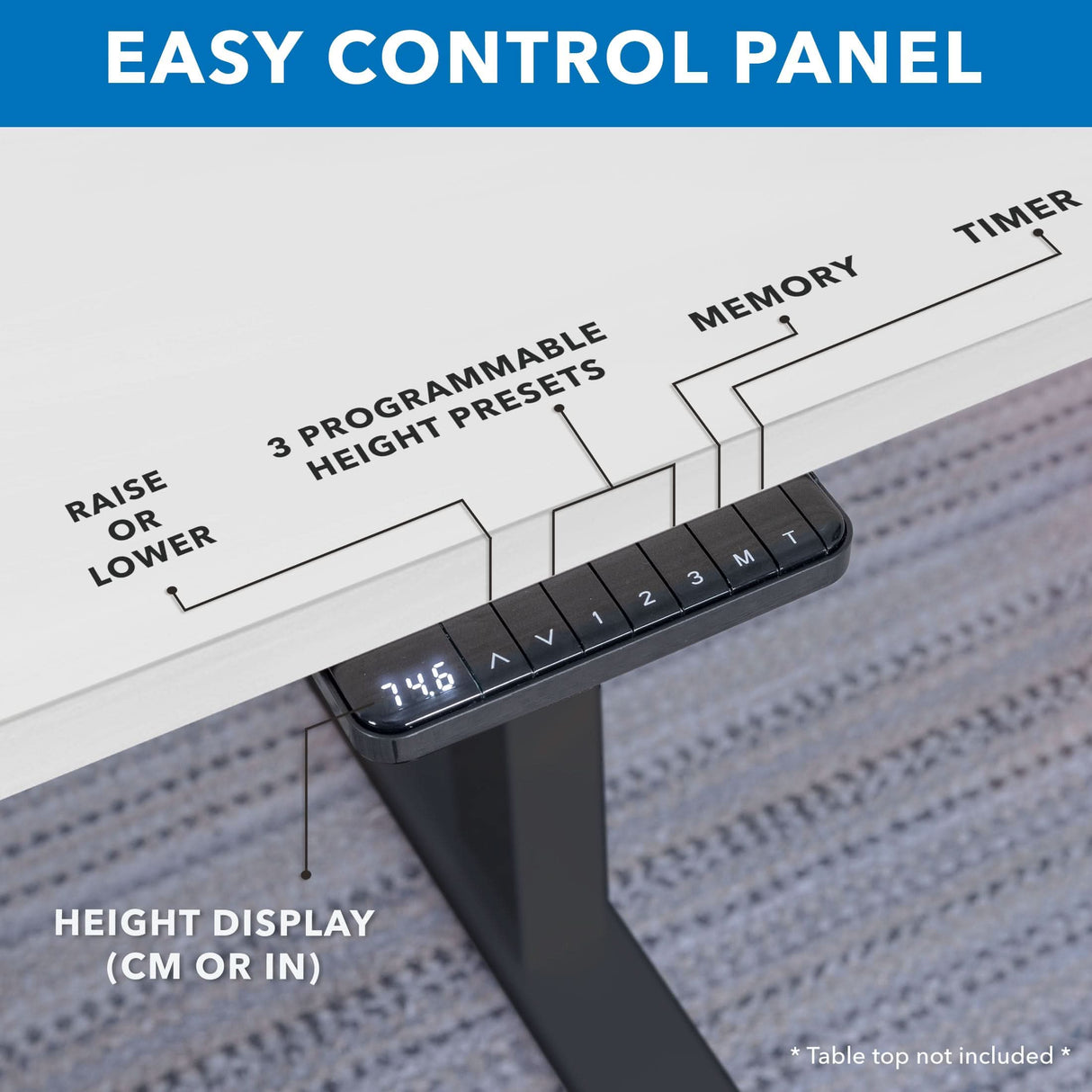 Ultimate Dual Motor Electric Standing Desk with 55" Tabletop Standing Desk - Ultimate Dual Motor Electric Standing Desk with 55" Tabletop - Black Base - Mount-It! -