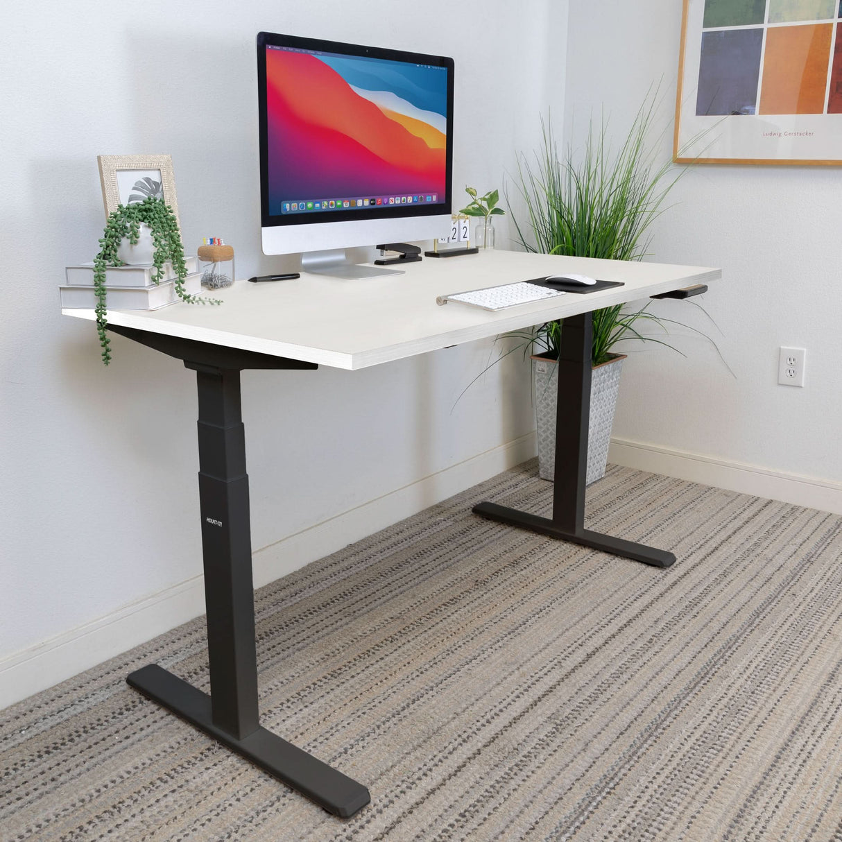 Ultimate Dual Motor Electric Standing Desk with 55" Tabletop Standing Desk - Ultimate Dual Motor Electric Standing Desk with 55" Tabletop - Black Base - Mount-It! -