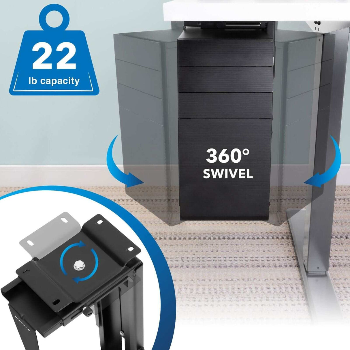 Under Desk CPU / Computer Tower Mount CPU Holder - Under Desk CPU / Computer Tower Mount - Mount-It! - MI-7150