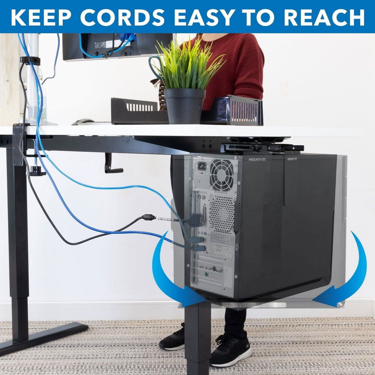 Under Desk CPU / Computer Tower Mount CPU Holder - Under Desk CPU / Computer Tower Mount - Mount-It! - MI-7150