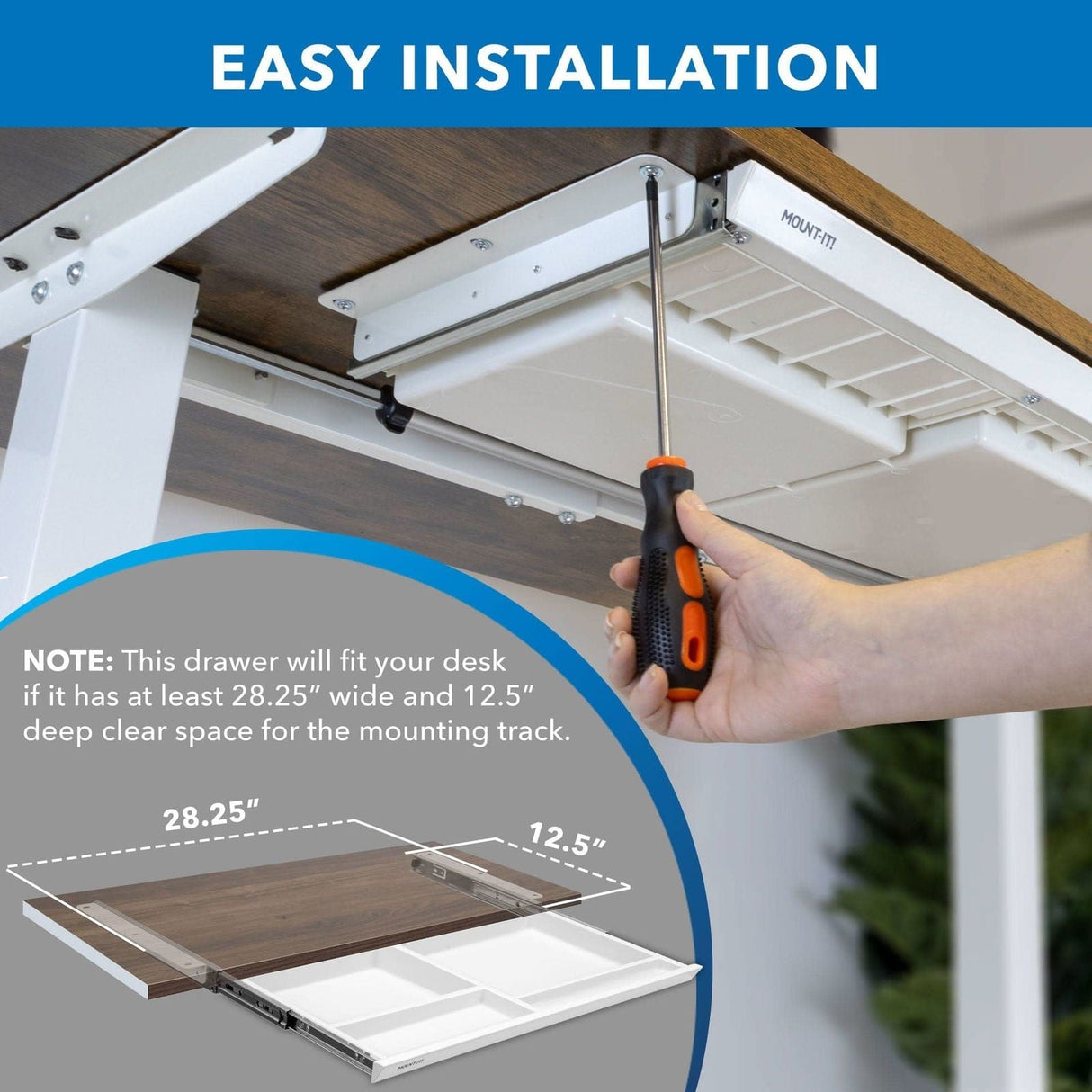 Under Desk Drawer - Deep Desk Accessories - Under Desk Drawer - Deep - Mount-It! -