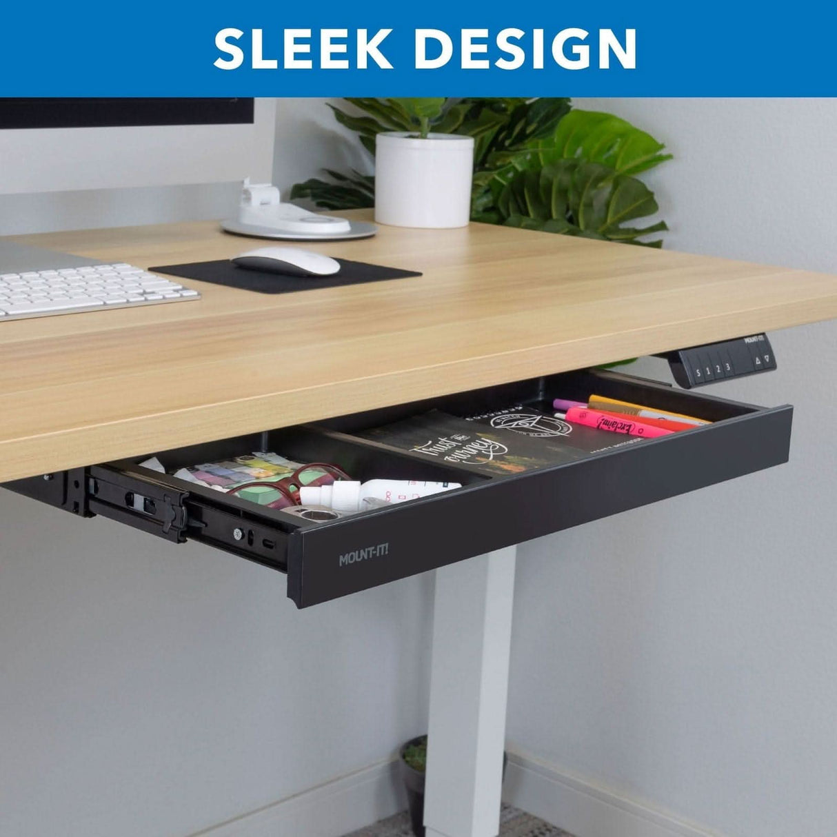 Under Desk Drawer - Shallow Desk Accessories - Under Desk Drawer - Shallow - Mount-It! -