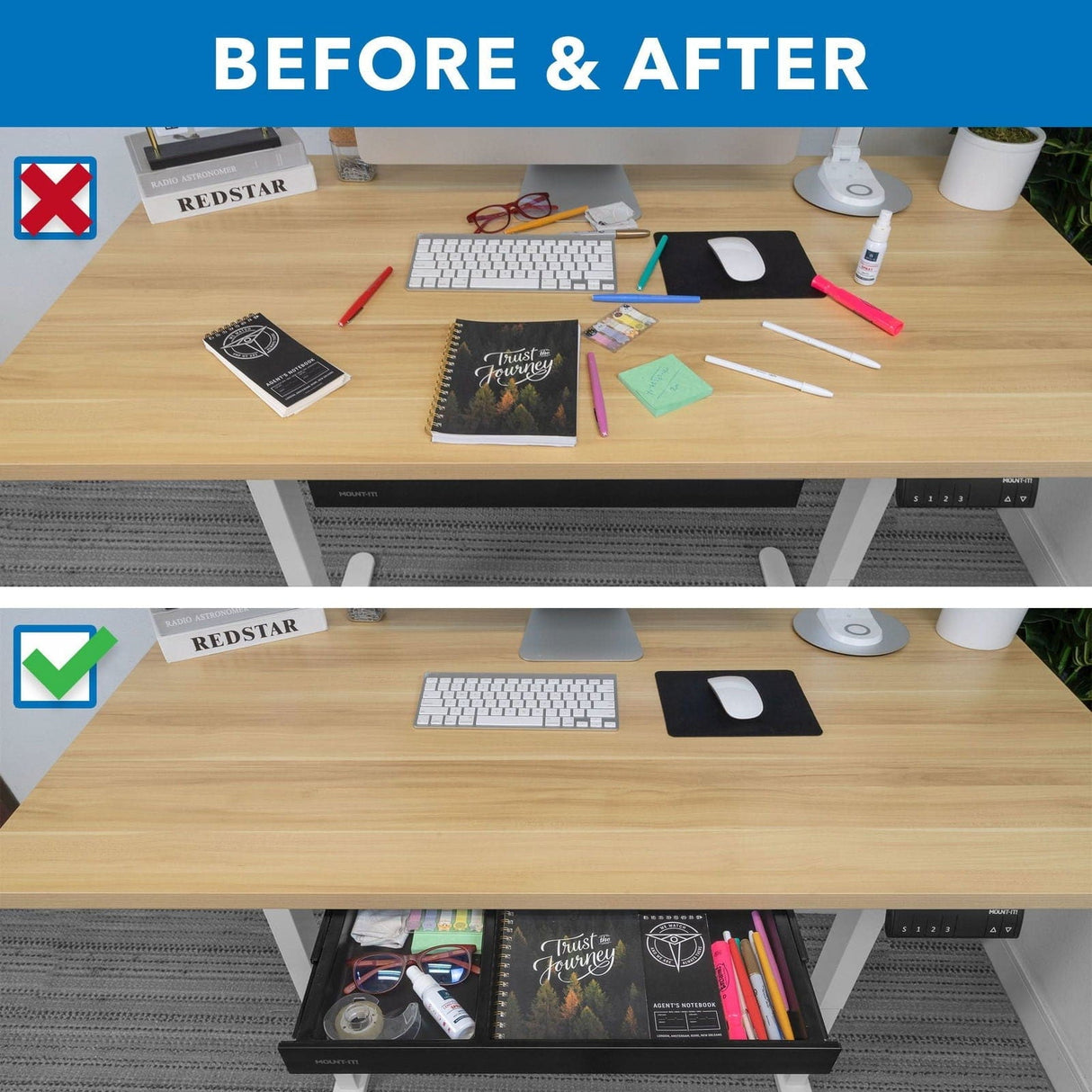 Under Desk Drawer - Shallow Desk Accessories - Under Desk Drawer - Shallow - Mount-It! -