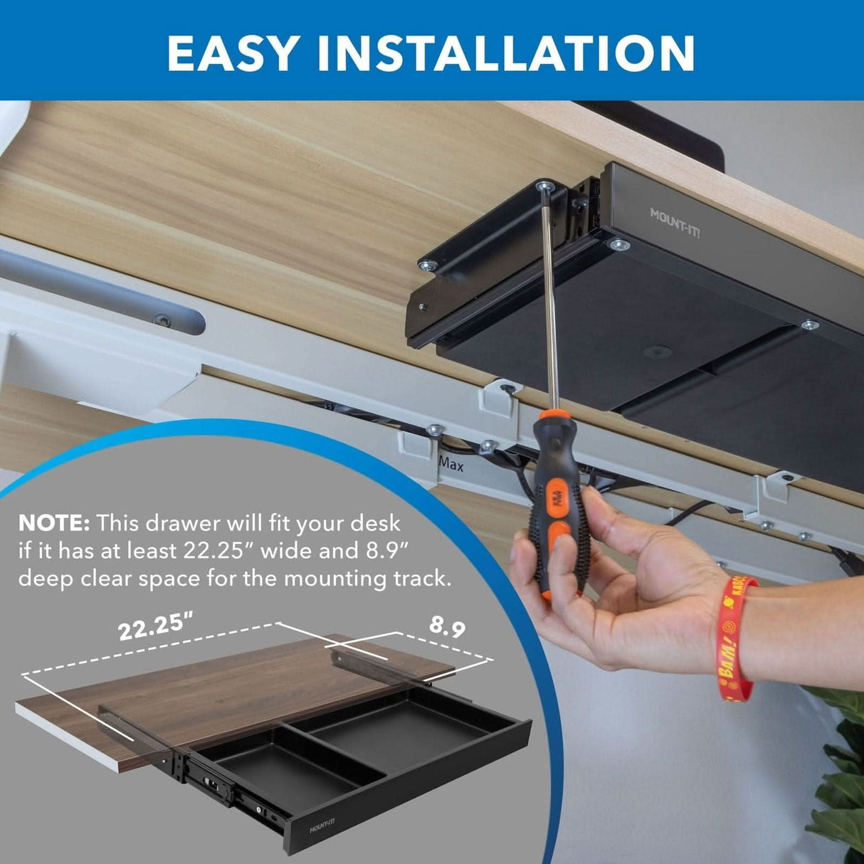 Under Desk Drawer - Shallow Desk Accessories - Under Desk Drawer - Shallow - Mount-It! -