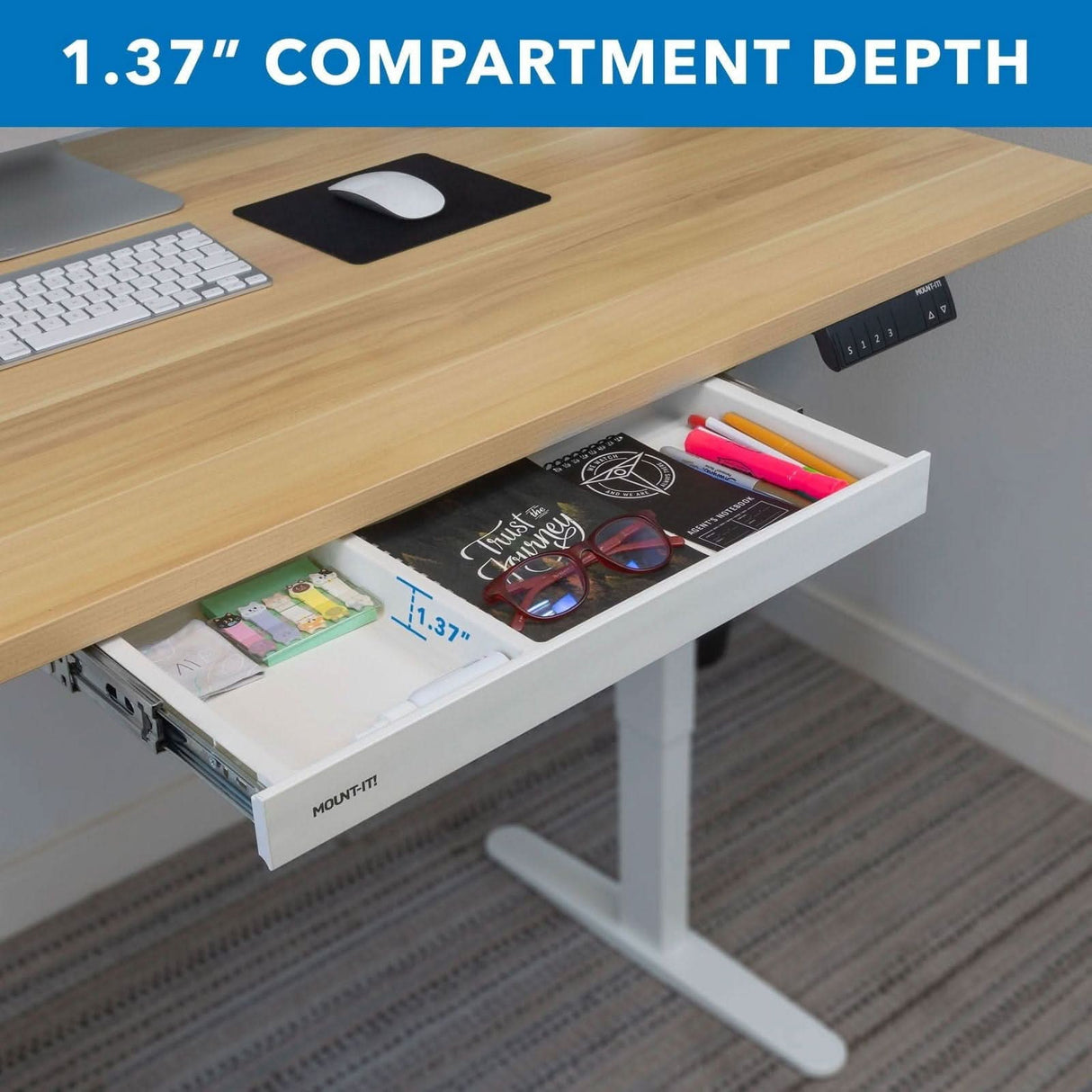 Under Desk Drawer - Shallow Desk Accessories - Under Desk Drawer - Shallow - Mount-It! -