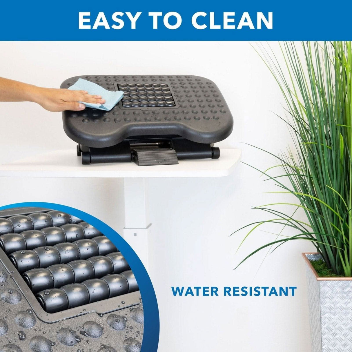 Under Desk Office Footrest with 3-Level Height Adjustment and Rolling Massaging Surface | 17 x 13 Inches Footrests - Under Desk Office Footrest with 3-Level Height Adjustment and Rolling Massaging Surface | 17 x 13 Inches - Mount-It! - MI-7809