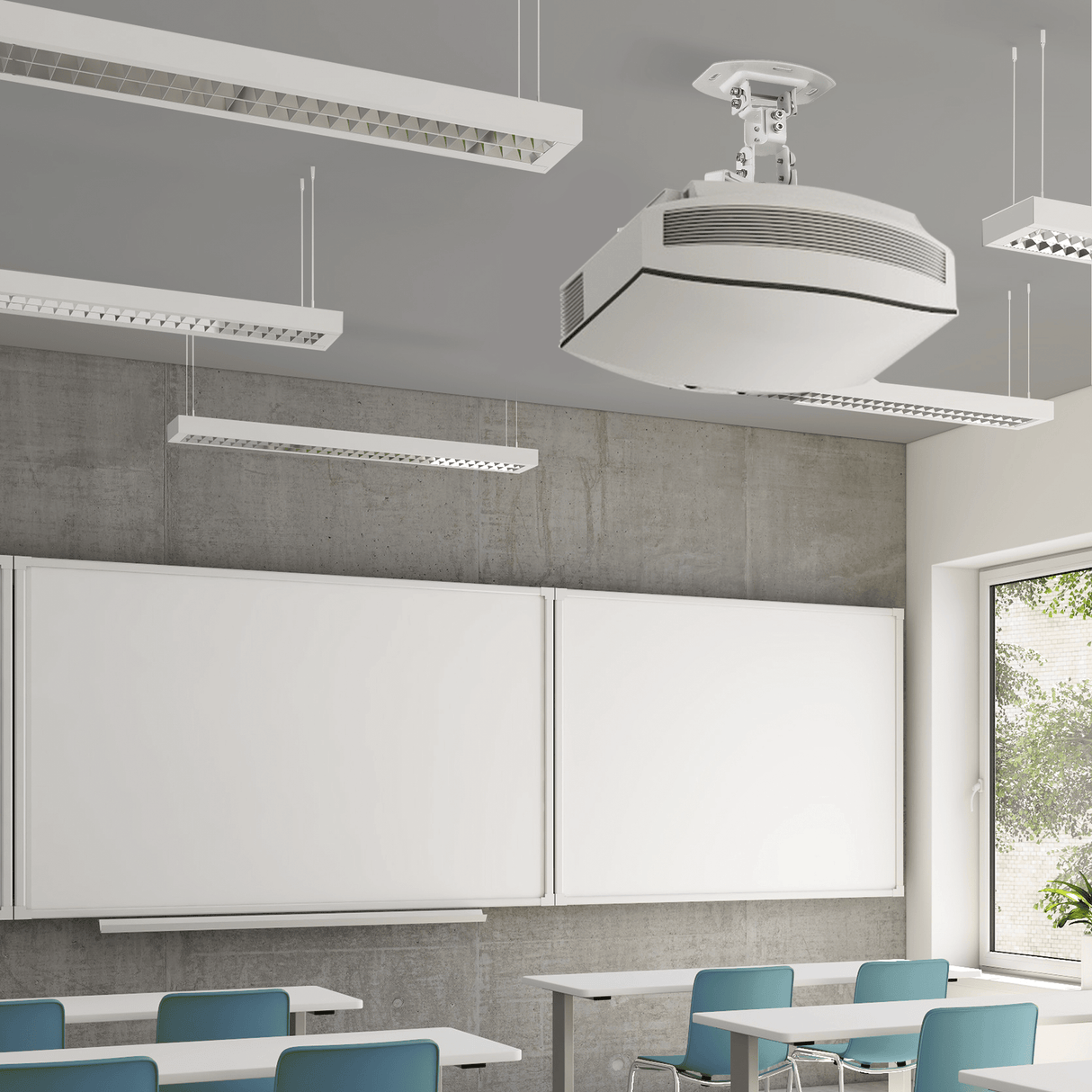 Universal Projector Ceiling Mount - White Projector Mount - Universal Projector Ceiling Mount - White - Mount-It! - MI-606S