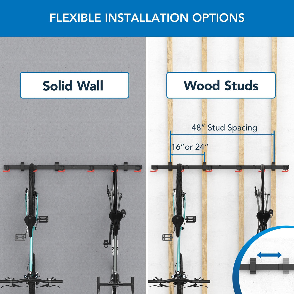 Bike Wall Mount for 6 Bikes Bicycle Mount - WheelsUp Series Bike Wall Mount for 6 Bikes - Mount-It! - MI-9025