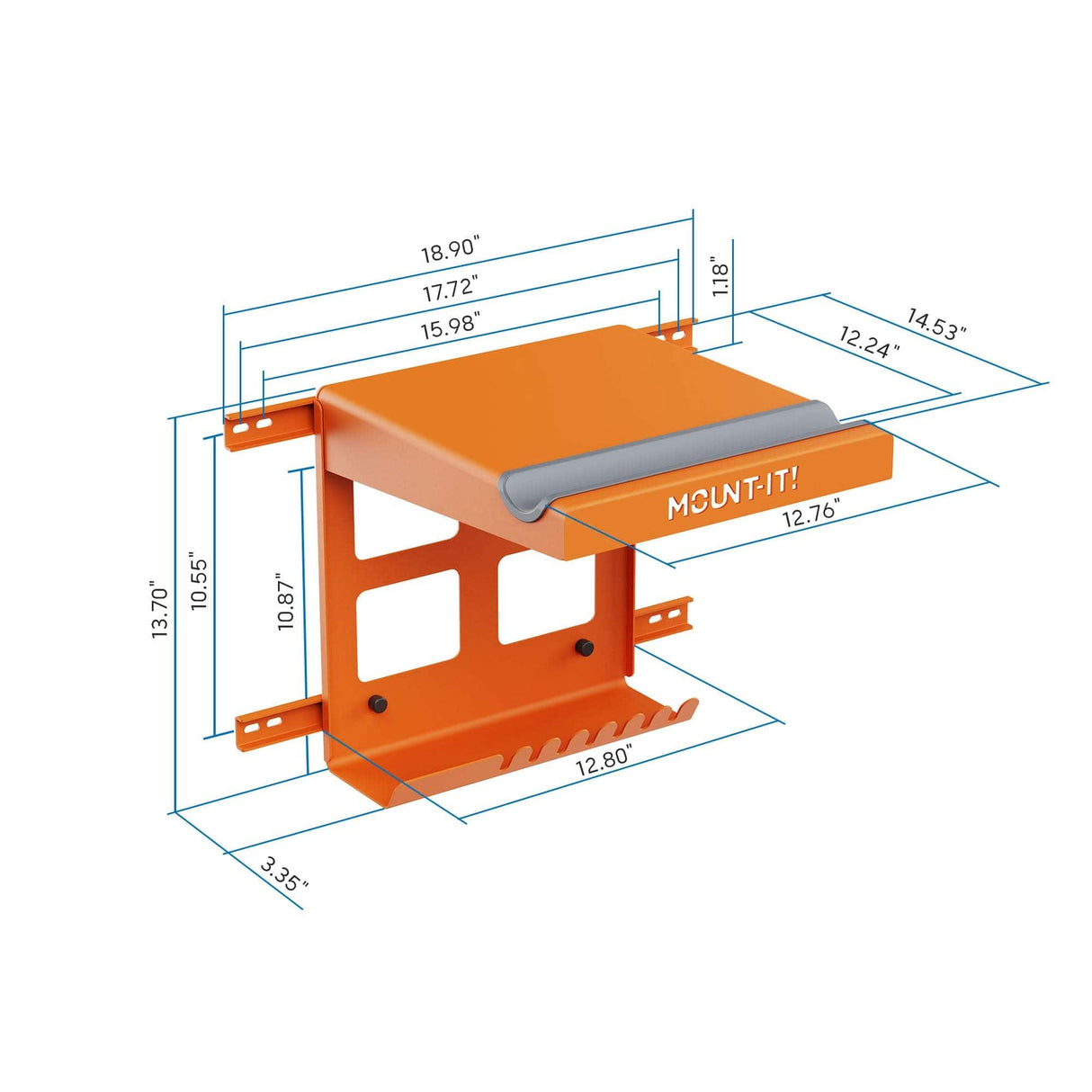 Bike Wall Mount with Shelf and Hooks Bicycle Mount - WheelsUp Series Bike Wall Mount with Shelf and Hooks - Mount-It! -