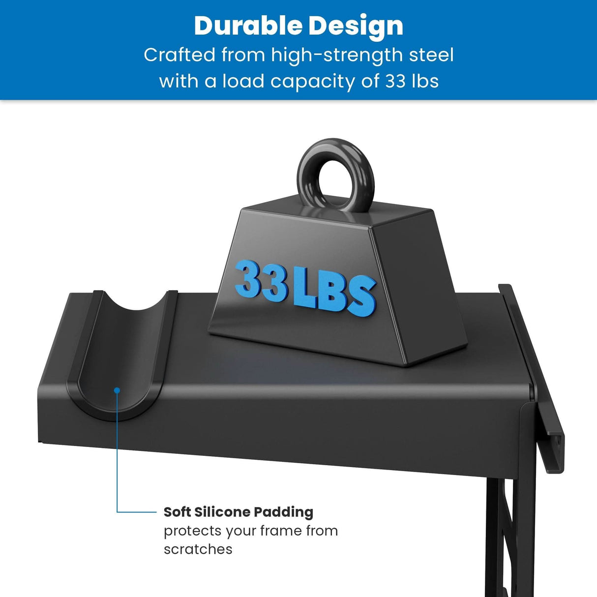 Bike Wall Mount with Shelf and Hooks Bicycle Mount - WheelsUp Series Bike Wall Mount with Shelf and Hooks - Mount-It! -