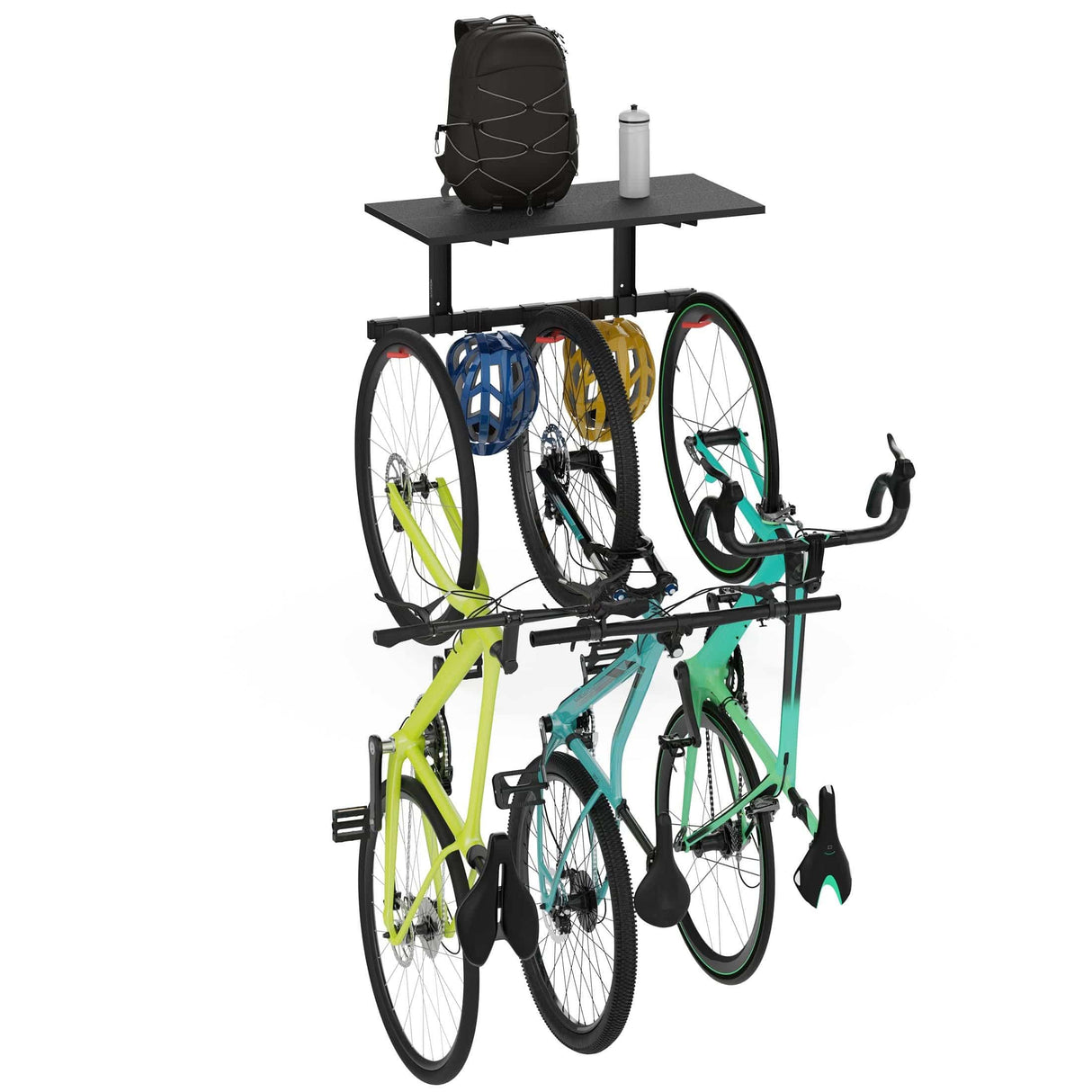 Bike Wall Mount with Shelf for 3 Bikes Bicycle Mount - WheelsUp Series Bike Wall Mount with Shelf for 3 Bikes - Mount-It! - MI-9023