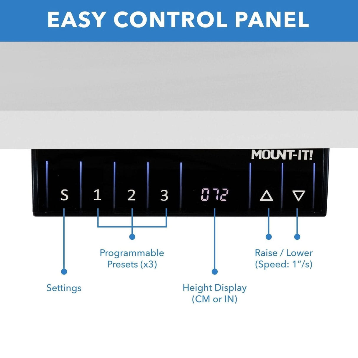 Dual Motor Electric Standing Desk with 48" Tabletop White Standing Desk - Dual Motor Electric Standing Desk with 48" Tabletop - Black Base - Mount-It! - MI-18120