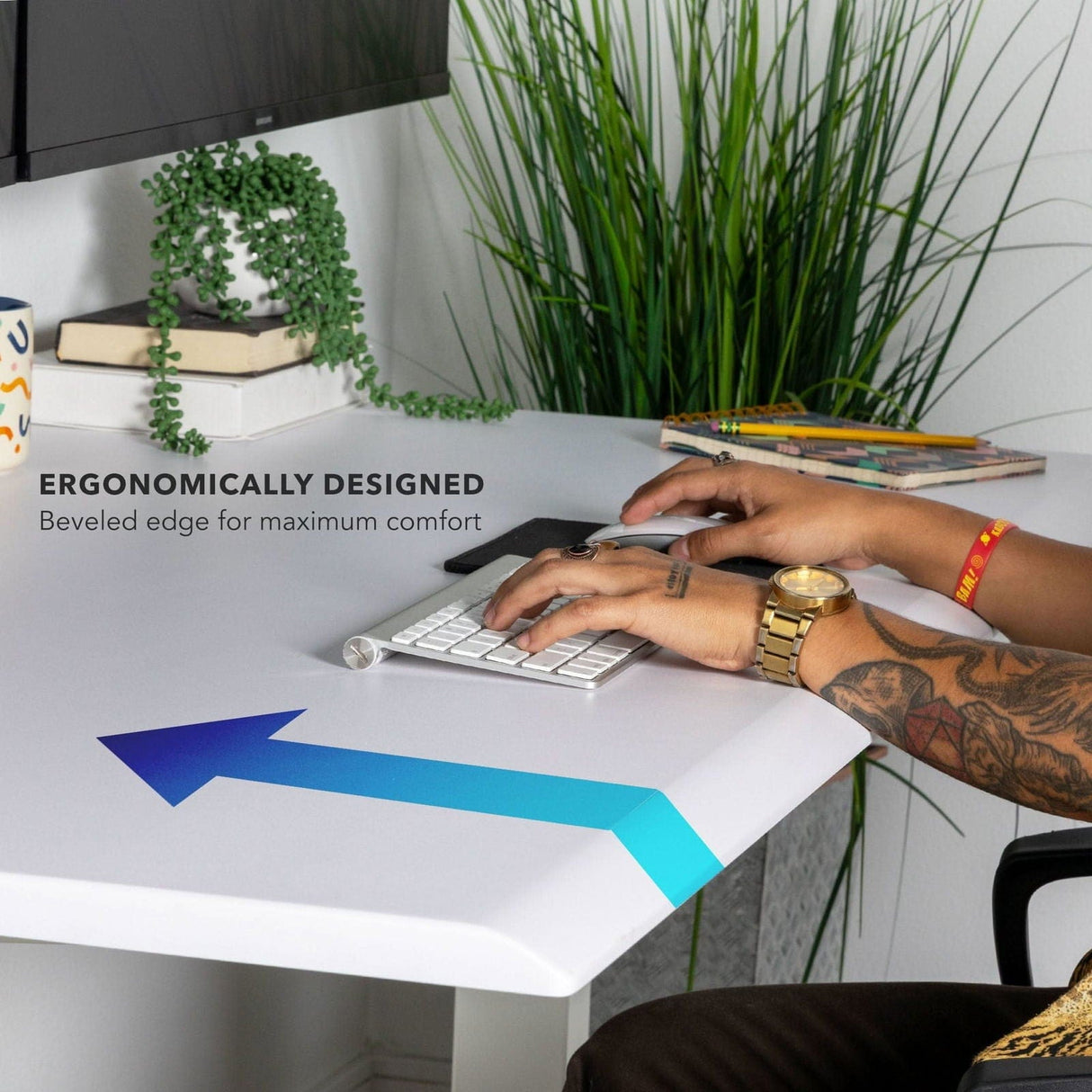 Dual Motor Electric Standing Desk with 60" Tabletop - White Base White Standing Desk - Dual Motor Electric Standing Desk with 60" Tabletop - White Base - Mount-It! - MI-18123