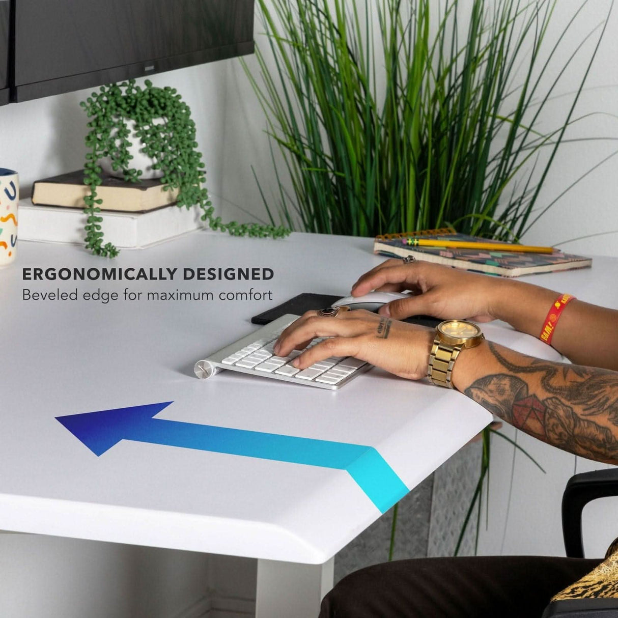 Dual Motor Electric Standing Desk with 60" Tabletop - White Base White Standing Desk - Dual Motor Electric Standing Desk with 60" Tabletop - White Base - Mount-It! - MI-18123