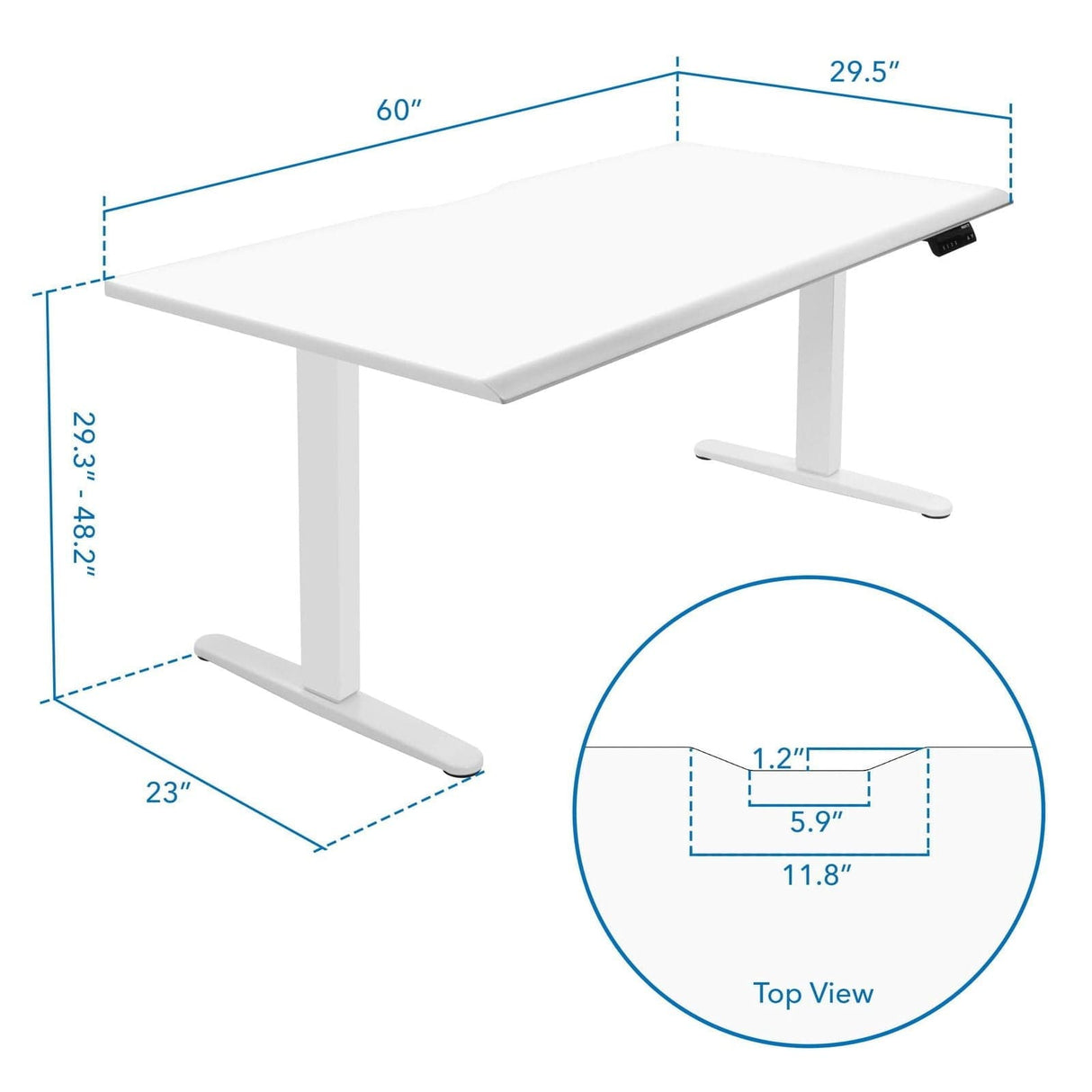 Dual Motor Electric Standing Desk with 60" Tabletop - White Base White Standing Desk - Dual Motor Electric Standing Desk with 60" Tabletop - White Base - Mount-It! - MI-18123
