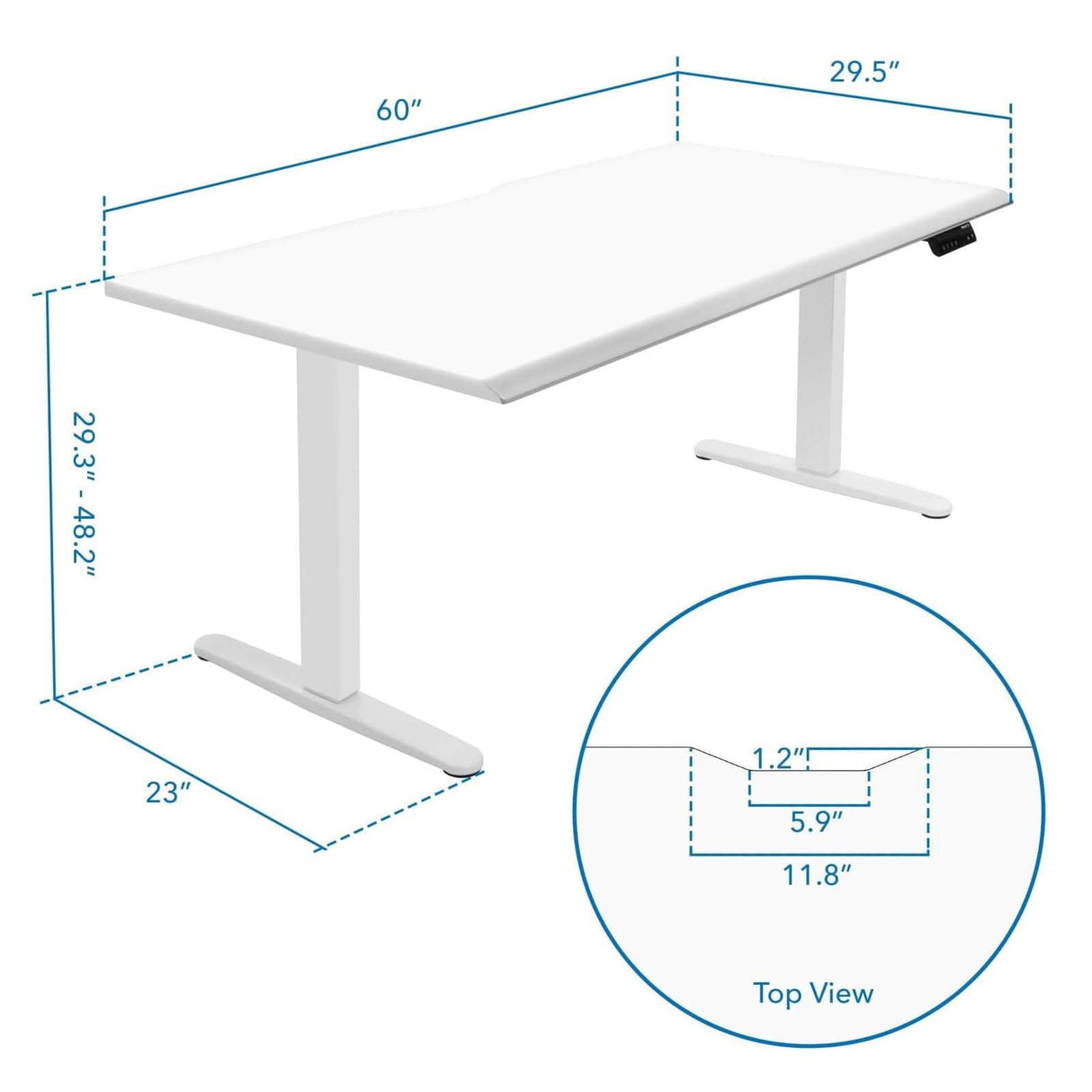 Dual Motor Electric Standing Desk with 60" Tabletop - White Base White Standing Desk - Dual Motor Electric Standing Desk with 60" Tabletop - White Base - Mount-It! - MI-18123