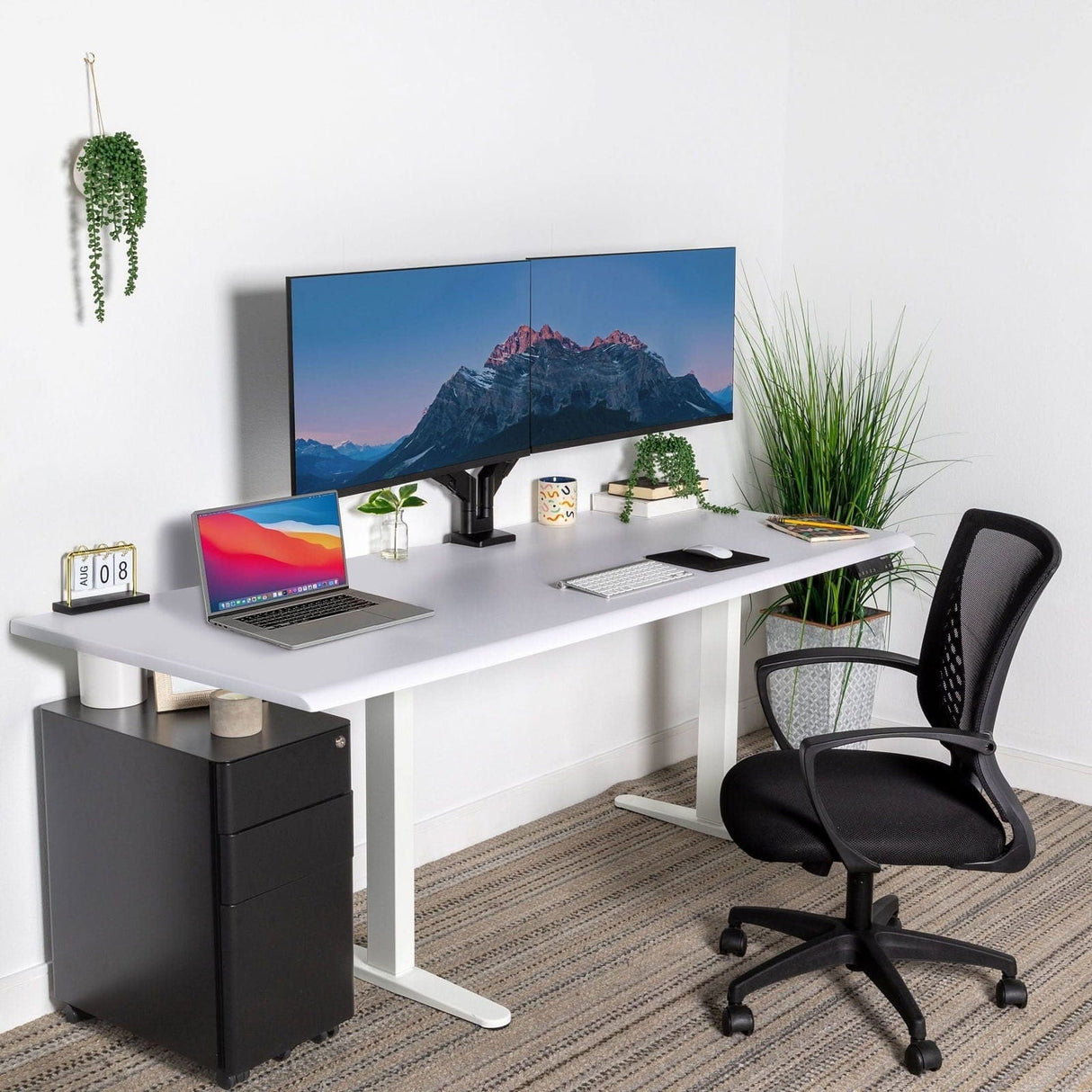 Dual Motor Electric Standing Desk with 72" Tabletop - White Base White Standing Desk - Dual Motor Electric Standing Desk with 72" Tabletop - White Base - Mount-It! - MI-18124