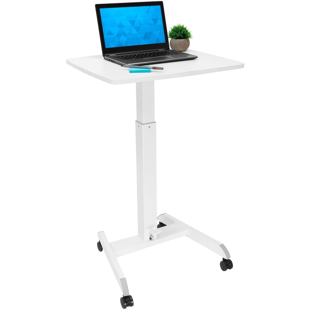 Height Adjustable Rolling Laptop Desk White Mobile Standing Desk - Height Adjustable Rolling Laptop Desk - Mount-It! - MI-7997