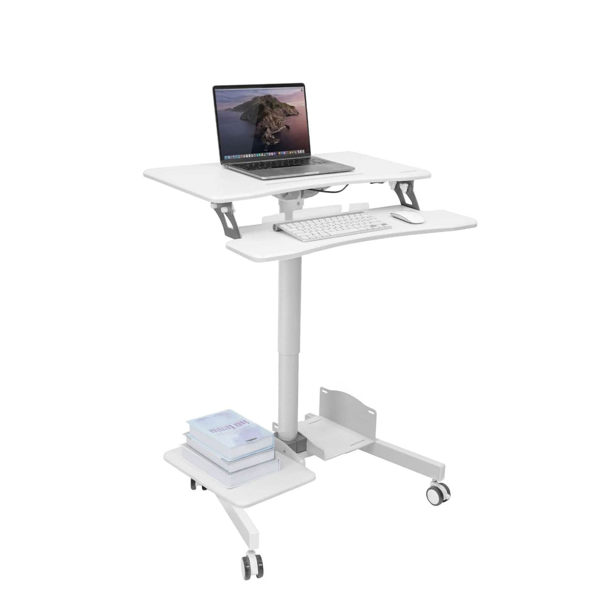Mobile Sit-Stand Computer Workstation White Mobile Standing Desk - Mobile Sit-Stand Computer Workstation - Mount-It! - MI-7979W