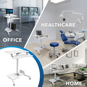 White Mobile Standing Desk - Mobile Sit-Stand Computer Workstation - Mount-It! - MI-7979W White Mobile Standing Desk - Mobile Sit-Stand Computer Workstation - Mount-It! - MI-7979W
