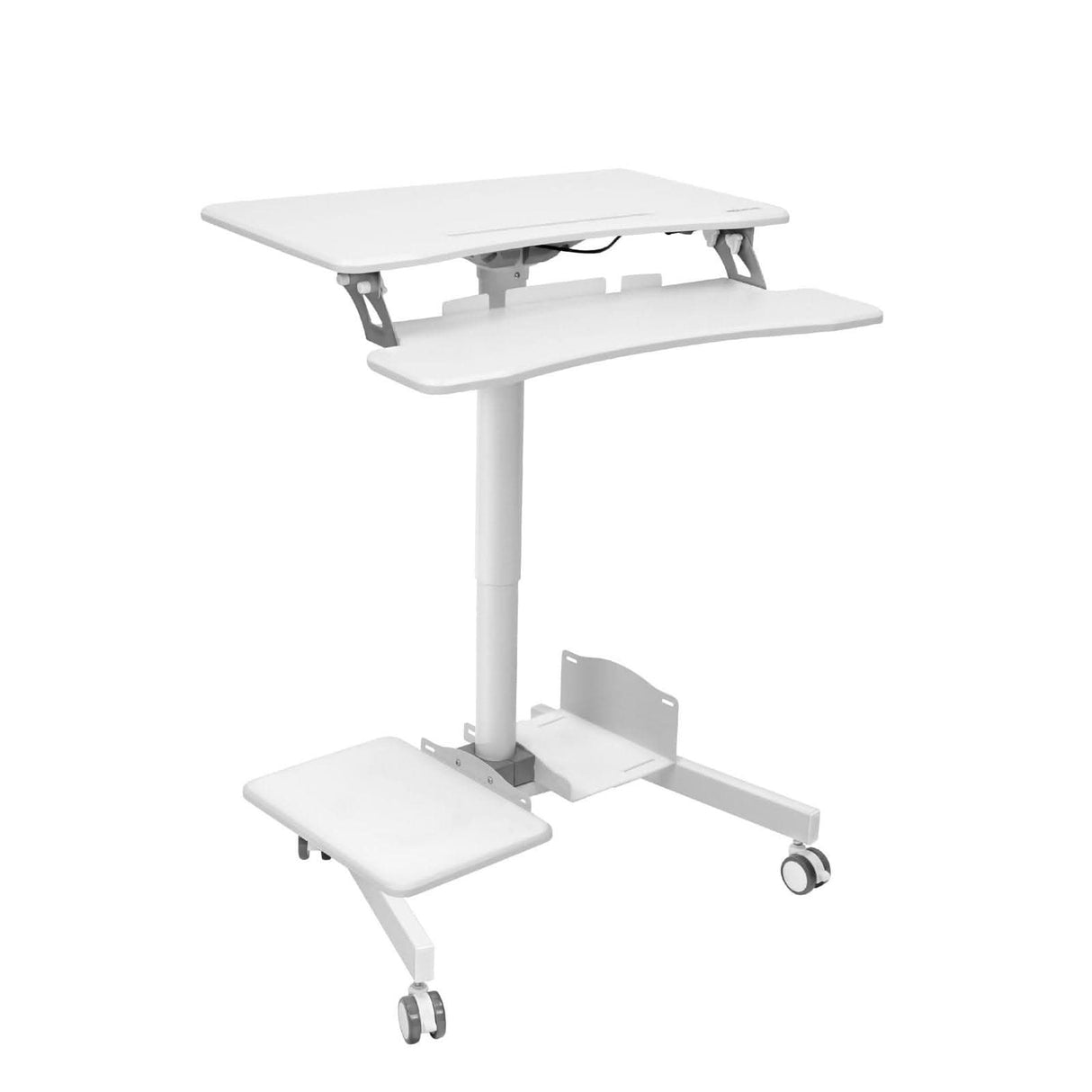 Mobile Sit-Stand Computer Workstation White Mobile Standing Desk - Mobile Sit-Stand Computer Workstation - Mount-It! - MI-7979W