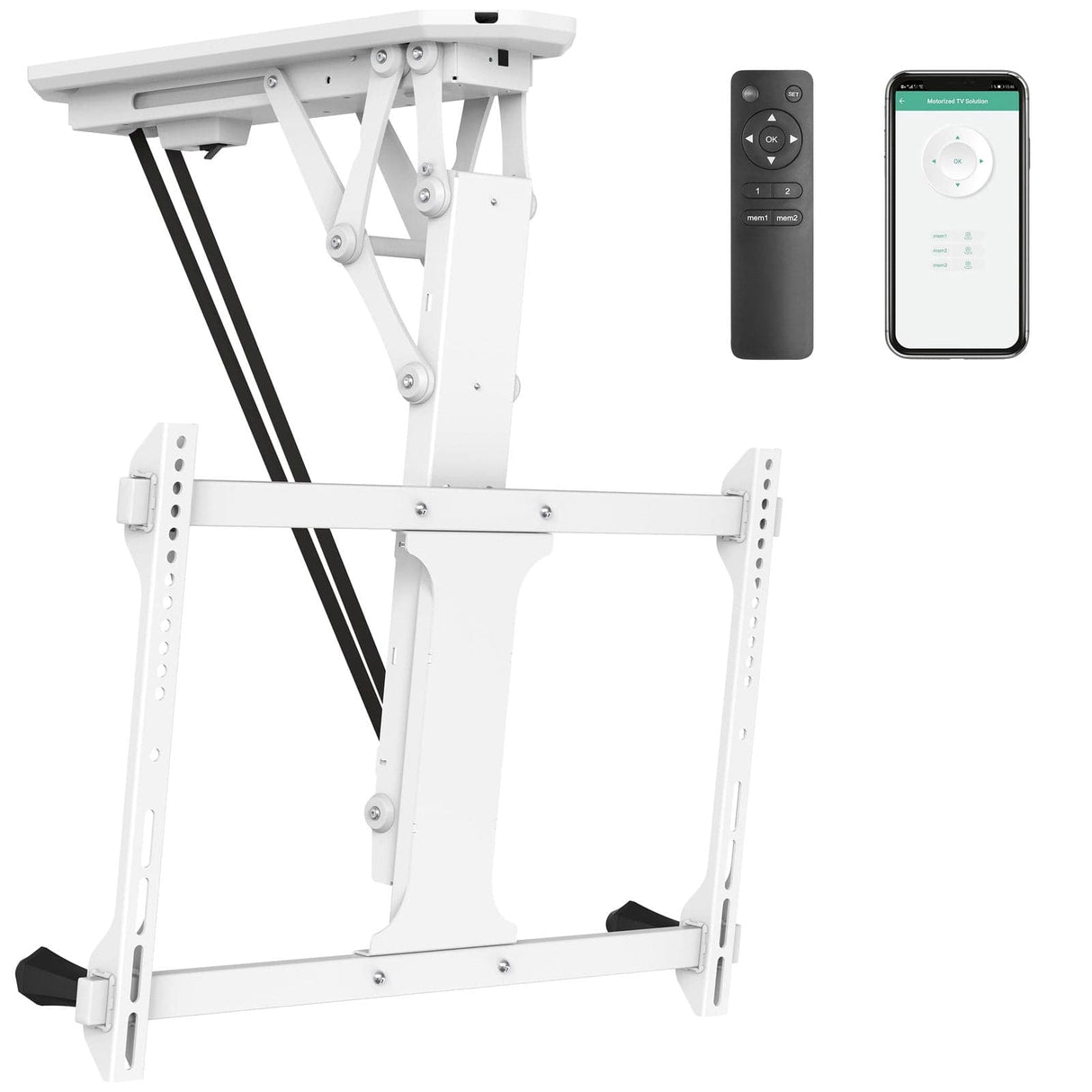 Motorized Ceiling TV Mount with Remote and App Controller White TV Mount - Motorized Ceiling TV Mount with Remote and App Controller - Mount-It! - MI-4224W