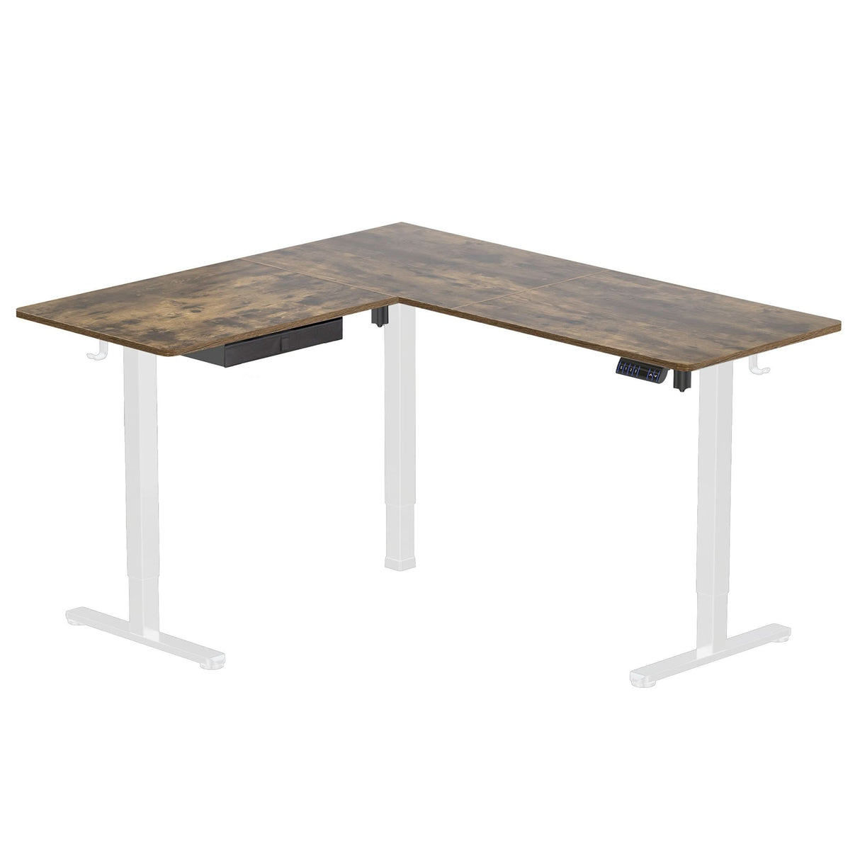 Large Electric Height Adjustable Corner Standing Desk White / Oak Standing Desk - Large Electric Height Adjustable Corner Standing Desk - Mount-It! - MI-15018