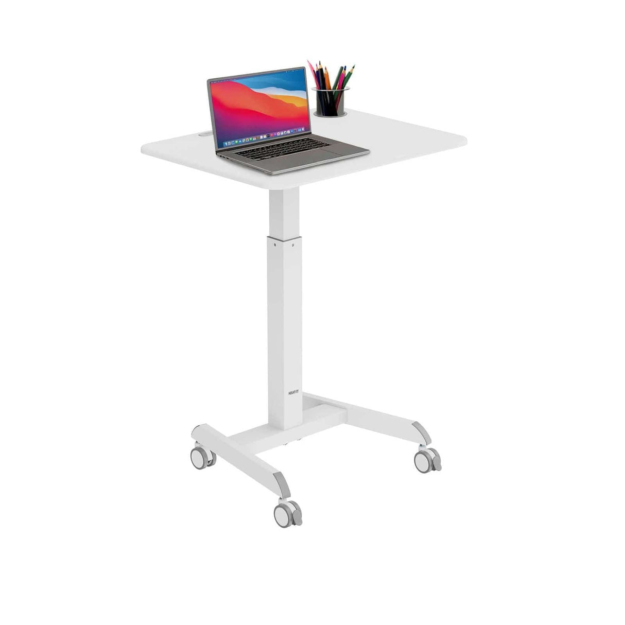 Sit-Stand Mobile Laptop Cart White Mobile Standing Desk - Sit-Stand Mobile Laptop Cart - Mount-It! - MI-7975