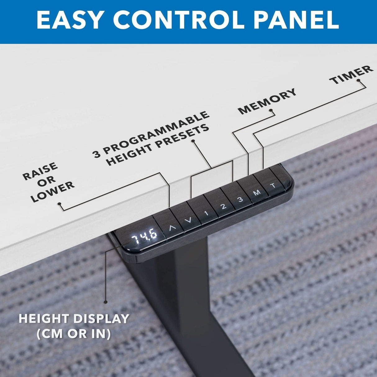 Ultimate Dual Motor Electric Standing Desk with 48" Tabletop White Standing Desk - Ultimate Dual Motor Electric Standing Desk with 48" Tabletop - Black Base - Mount-It! - MI-18116