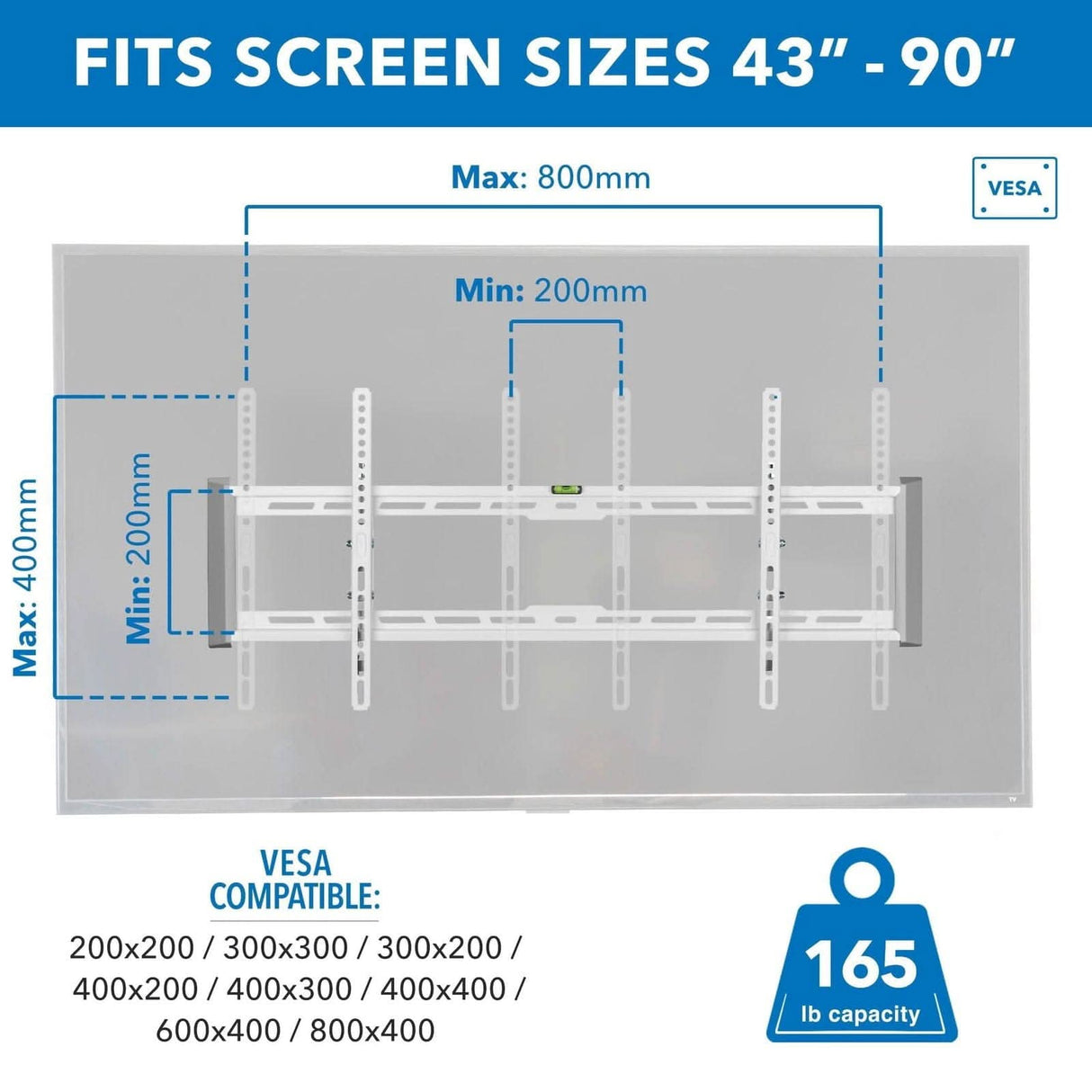 Ultra-Slim & Heavy-Duty TV Wall Mount White TV Mount - Ultra-Slim & Heavy-Duty TV Wall Mount - Mount-It! - MI-307