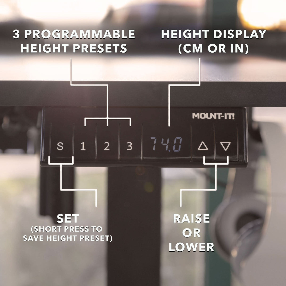 Standing Desk - XL Electric Height Adjustable Corner Standing Desk - Mount-It! -