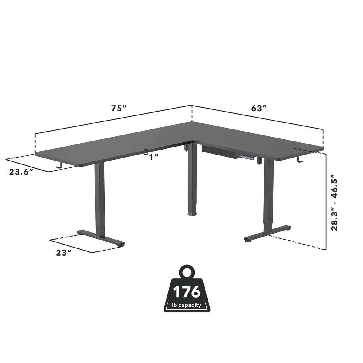 Standing Desk - XL Electric Height Adjustable Corner Standing Desk - Mount-It! -