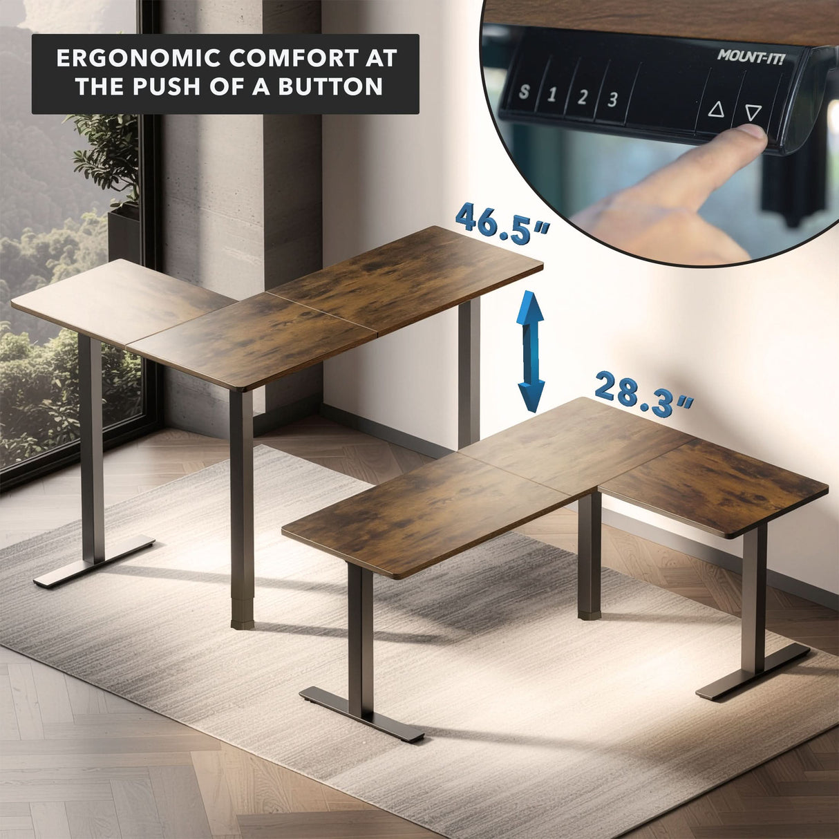 Standing Desk - XL Electric Height Adjustable Corner Standing Desk - Mount-It! -