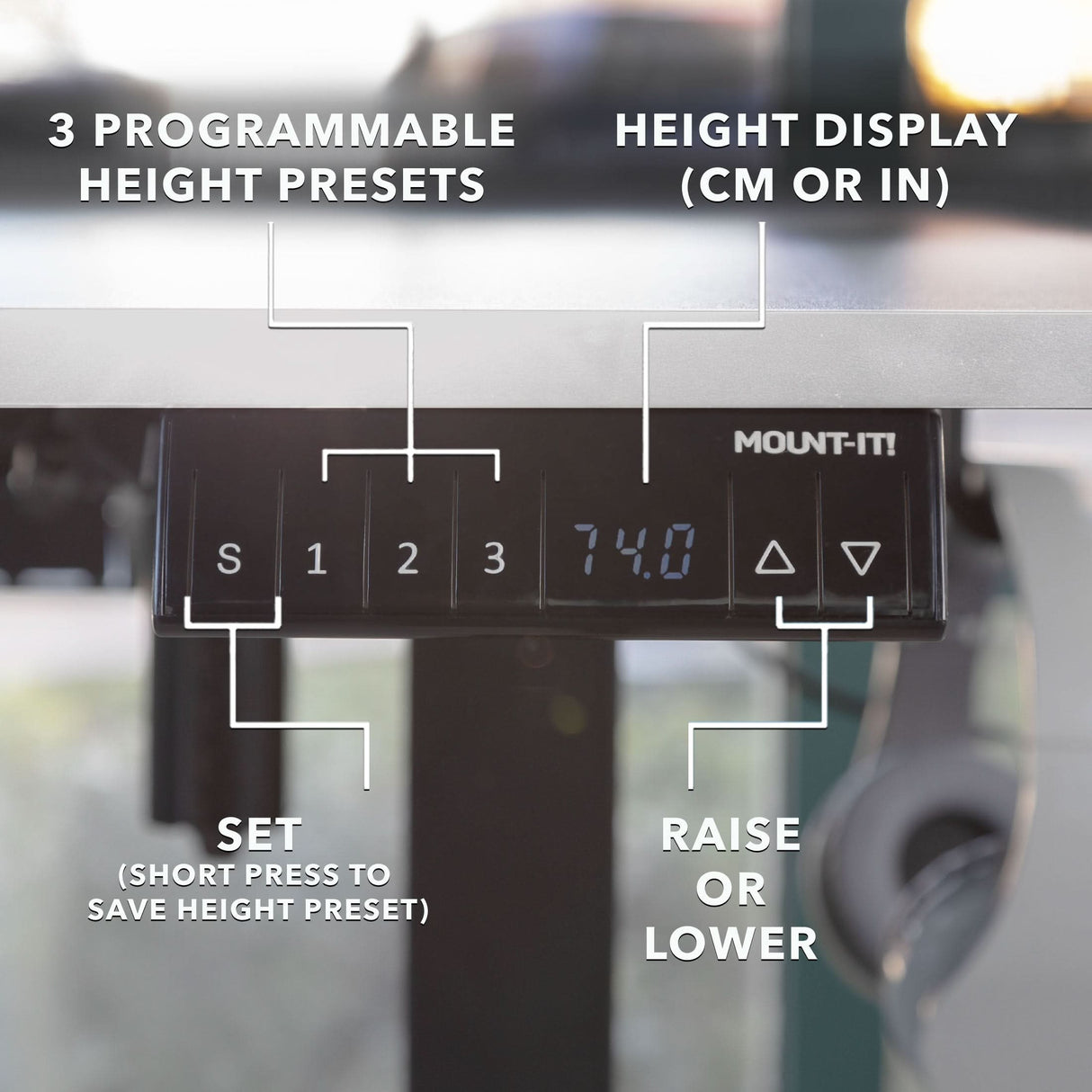 Standing Desk - XL Electric Height Adjustable Corner Standing Desk - Mount-It! -