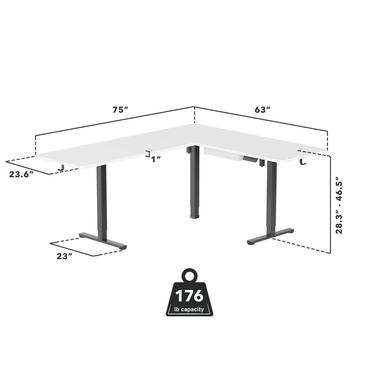 Standing Desk - XL Electric Height Adjustable Corner Standing Desk - Mount-It! -