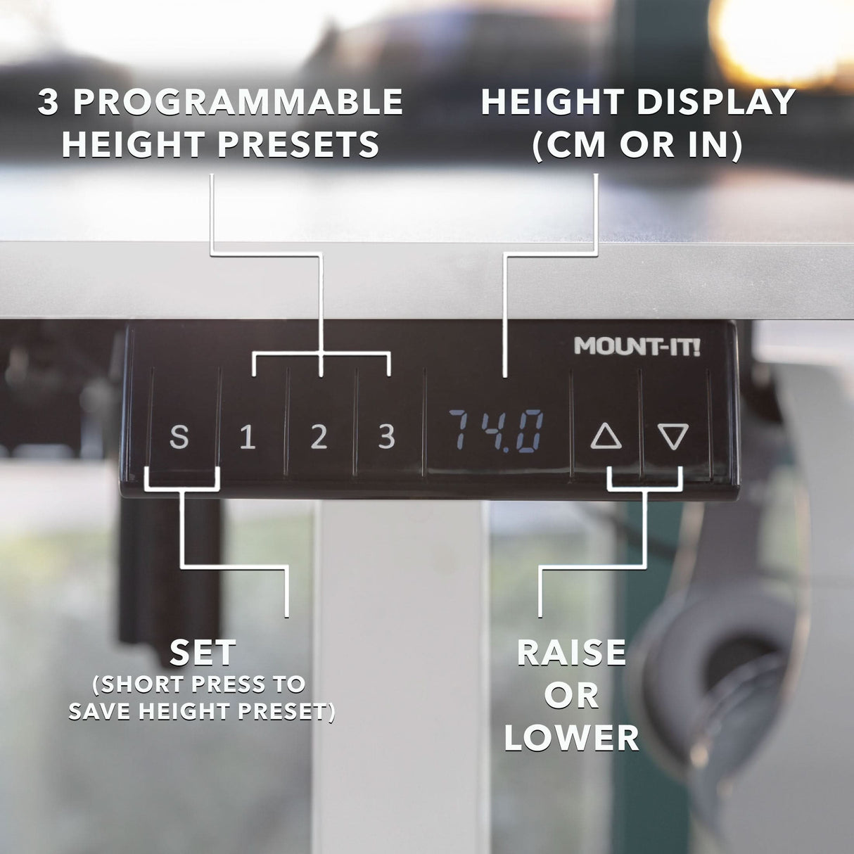 Standing Desk - XL Electric Height Adjustable Corner Standing Desk - Mount-It! -