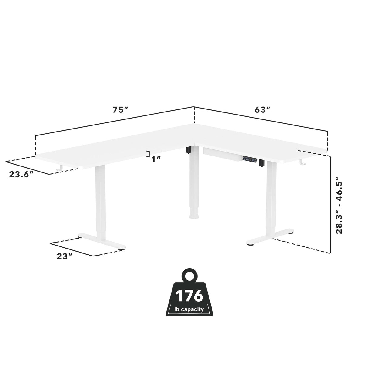 Standing Desk - XL Electric Height Adjustable Corner Standing Desk - Mount-It! -