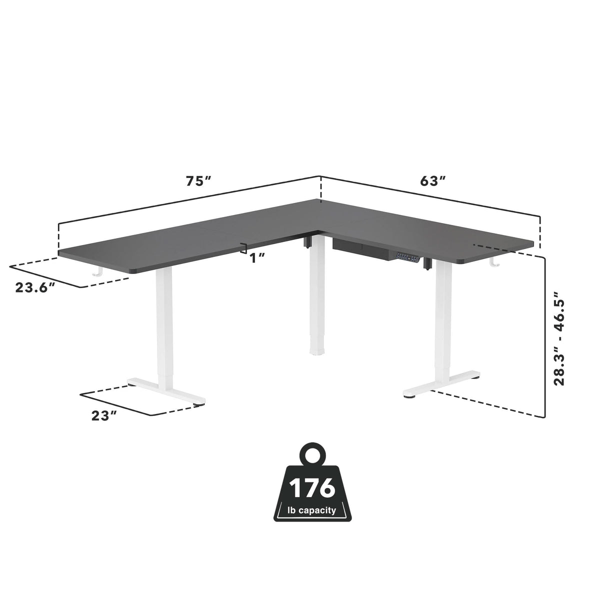 Standing Desk - XL Electric Height Adjustable Corner Standing Desk - Mount-It! -