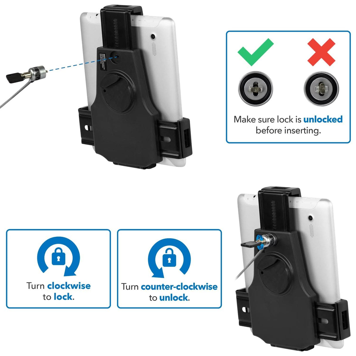 Universal Tablet Stand with Cable Lock Black Tablet Stand - Universal Tablet Stand with Cable Lock - Mount-It! - MI-3784