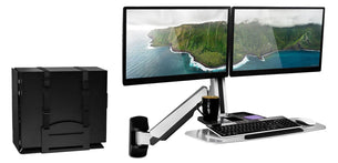 Grey Wall Mounted Desk - Wall Mounted Dual Monitor Workstation - Mount-It! - MI-7906 Grey Wall Mounted Desk - Wall Mounted Dual Monitor Workstation - Mount-It! - MI-7906