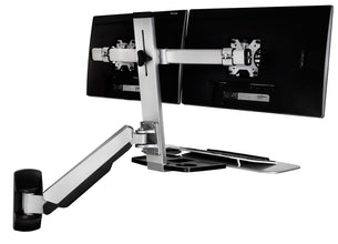 Grey Wall Mounted Desk - Wall Mounted Dual Monitor Workstation - Mount-It! - MI-7906 Grey Wall Mounted Desk - Wall Mounted Dual Monitor Workstation - Mount-It! - MI-7906