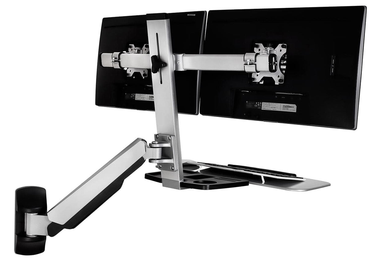 Wall Mounted Dual Monitor Workstation Grey Wall Mounted Desk - Wall Mounted Dual Monitor Workstation - Mount-It! - MI-7906