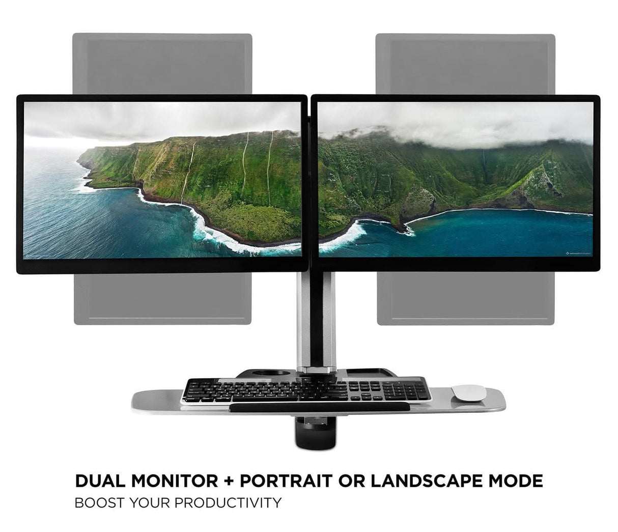 Wall Mounted Dual Monitor Workstation Grey Wall Mounted Desk - Wall Mounted Dual Monitor Workstation - Mount-It! - MI-7906