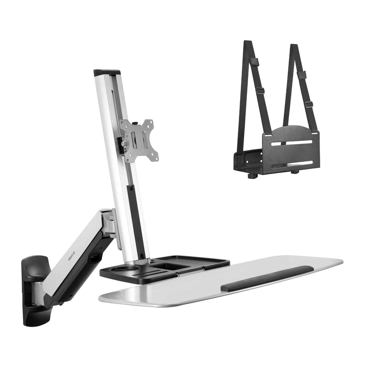 Wall Mounted Sit-Stand Single Monitor Workstation Grey Wall Mounted Desk - Wall Mounted Sit-Stand Single Monitor Workstation - Mount-It! - MI-7905