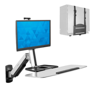 Grey Wall Mounted Desk - Wall Mounted Sit-Stand Single Monitor Workstation - Mount-It! - MI-7905 Grey Wall Mounted Desk - Wall Mounted Sit-Stand Single Monitor Workstation - Mount-It! - MI-7905