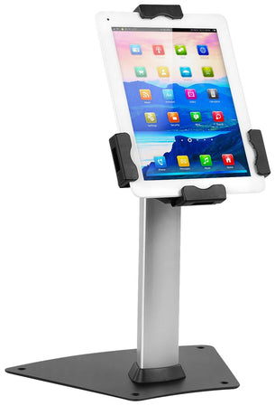 Silver Tablet Stand - Universal Tablet Stand with Lock - Mount-It! - MI-3785 Silver Tablet Stand - Universal Tablet Stand with Lock - Mount-It! - MI-3785
