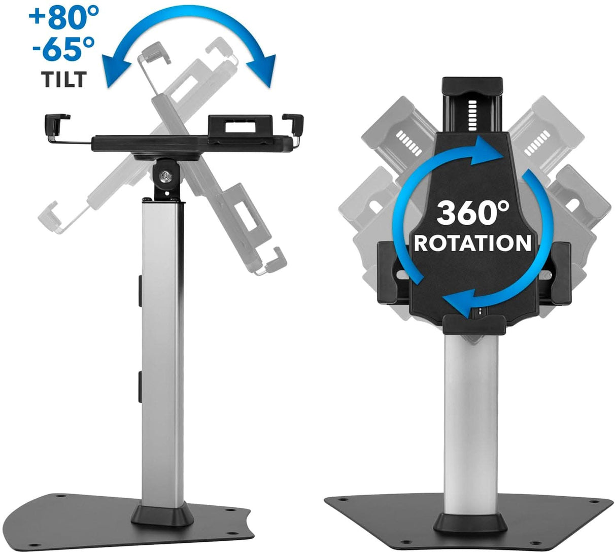 Universal Tablet Stand with Lock Silver Tablet Stand - Universal Tablet Stand with Lock - Mount-It! - MI-3785