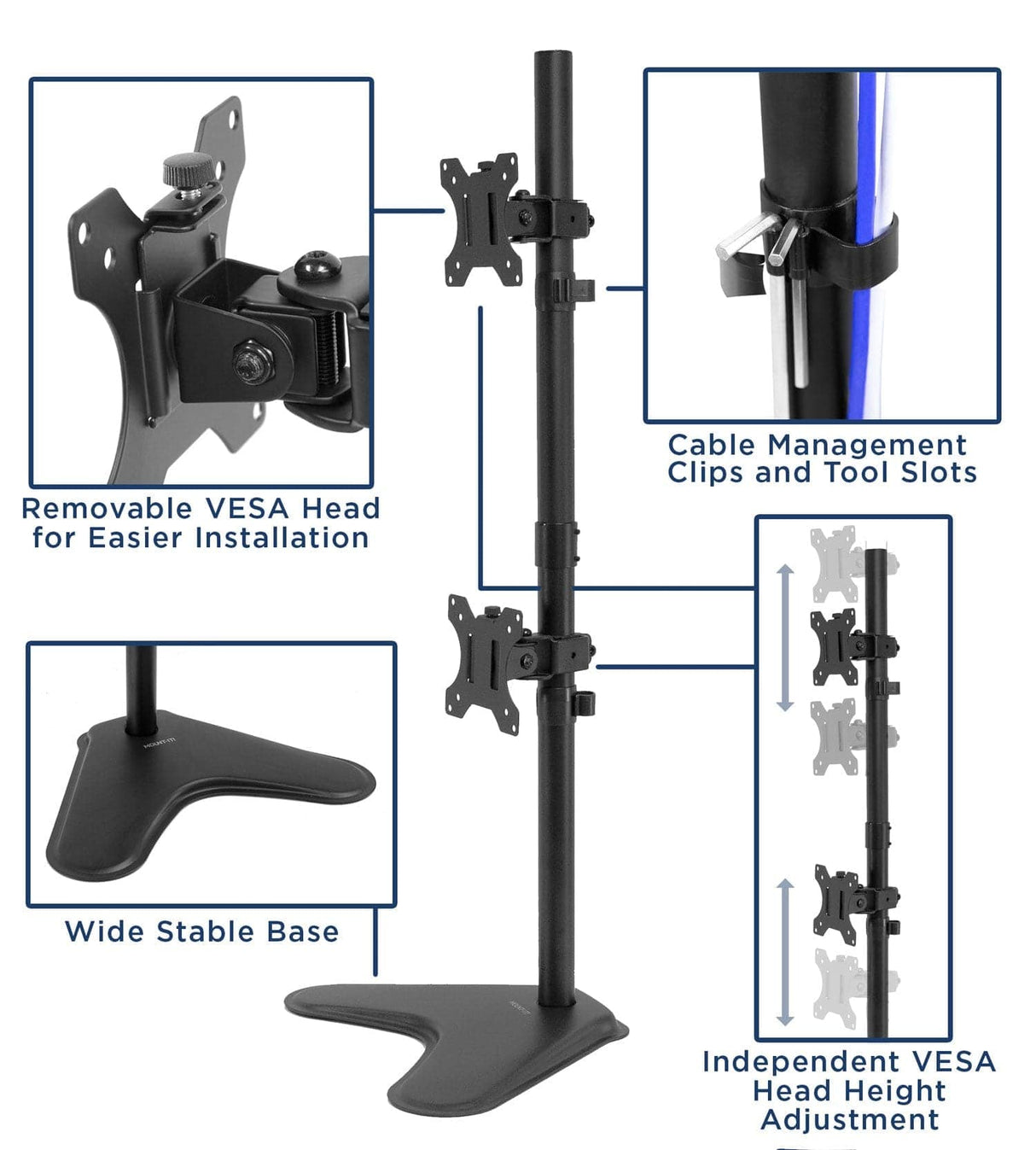 Vertical Dual Monitor Stand Monitor Stands - Vertical Dual Monitor Stand - Mount-It! - MI-1758
