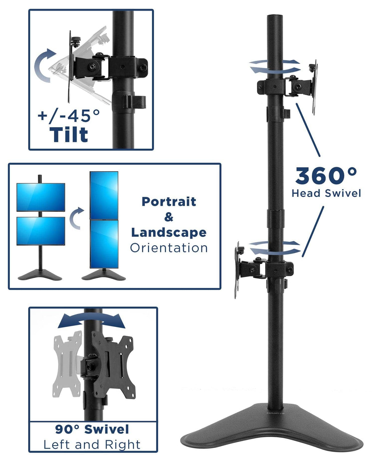 Vertical Dual Monitor Stand Monitor Stands - Vertical Dual Monitor Stand - Mount-It! - MI-1758
