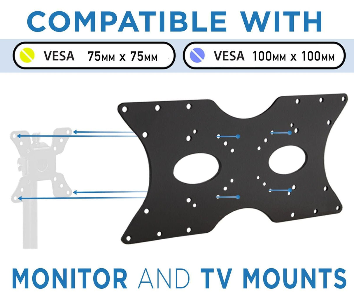 VESA Mount Adapter Plate - 400x200 Monitor Vesa Adapters - VESA Mount Adapter Plate - Mount-It! - MI-782